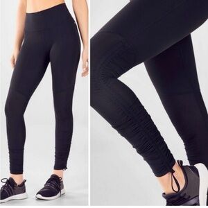 Fabletics High-Waist Charcoal Ruched Leggings Large